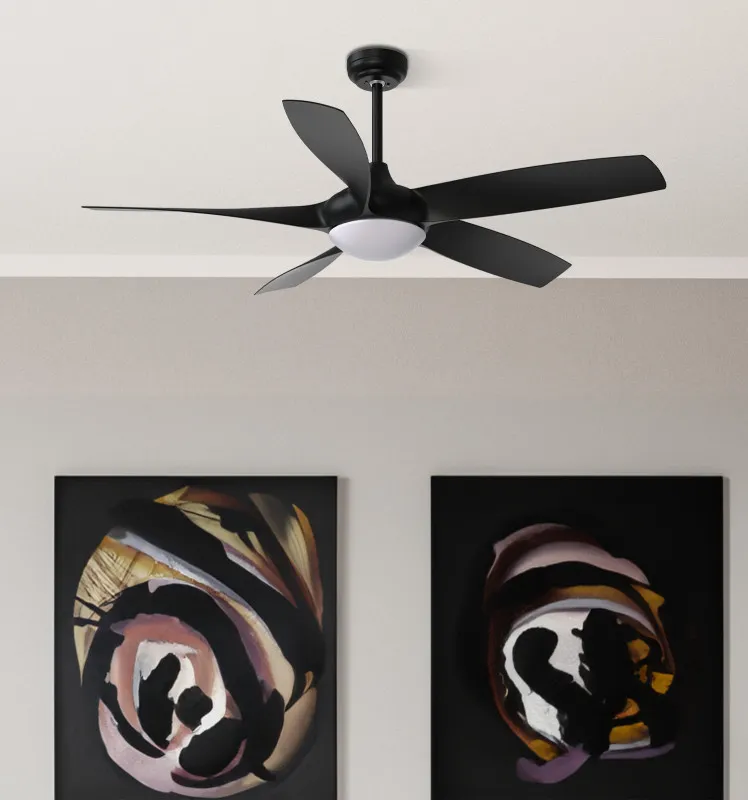 Ventilador DC 24w Galleo Negro 5 Aspas 137d 2400Lm 6 velocidades 3000-4000-6500k C/remoto,memoria Y Temporizador