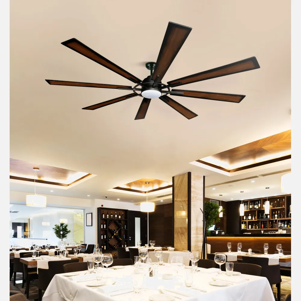 Ventilador Dc Fusion 24w Negro/roble 8aspas183d Regulable Intensidad 2950lm 3000k,4000k,6000k Remoto+temporizador+memoria