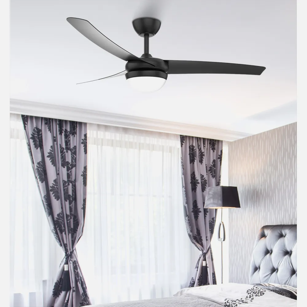 Ventilador 2xe27 Dc Kusi Negro 3 Asp.6 Veloc.  35/47,5x107d C/remoto Y Temporizador