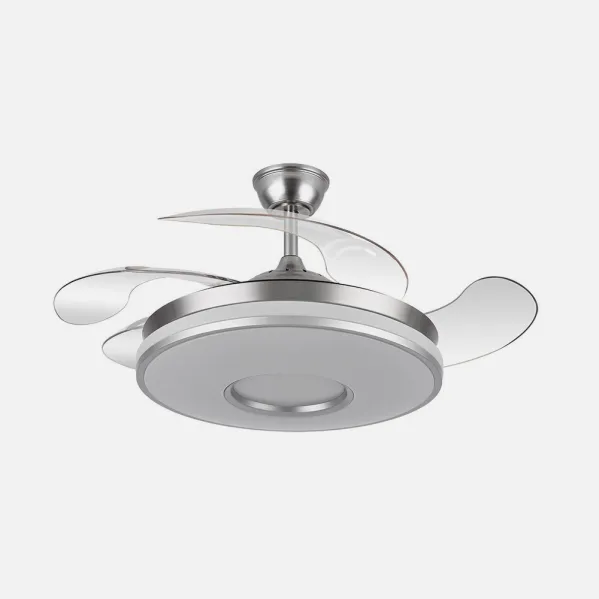 Ventilador Dani 59w 6980lm Niquel 4 Aspas Desplegables 6 Velocidades107d 3000-4000-6000k Remoto, Reg.Int, Memori Y Tempor 