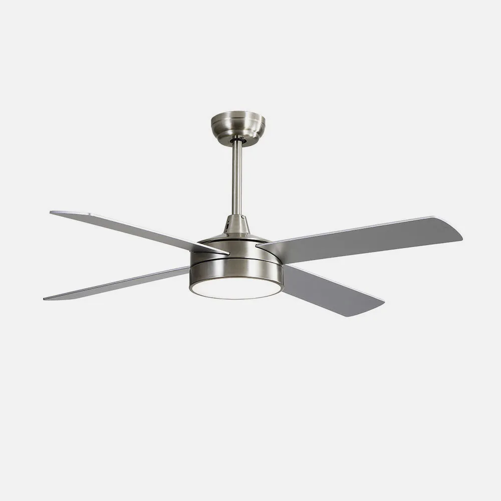 Ventilador Nevery Fan 24w 2950lm Níquel 4 Asp 132d Faia/Prata 3000-4000-6000k/Earthquake