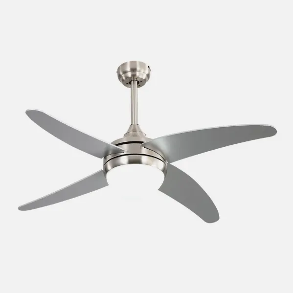 Ventilador 2xe27 Dc Klod Niquel/plata 4 Asp.6 Vel 117d C/remoto Y Temporizador