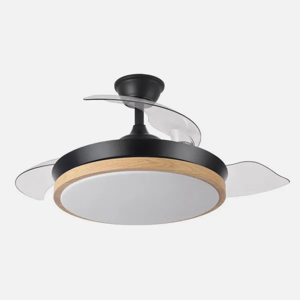 Ventilador Dc Evros Negro/hay 72w 6120lm 91d 3aspas Desplegables 3000-4000-6000k Remoto, Temporizador, Memoria