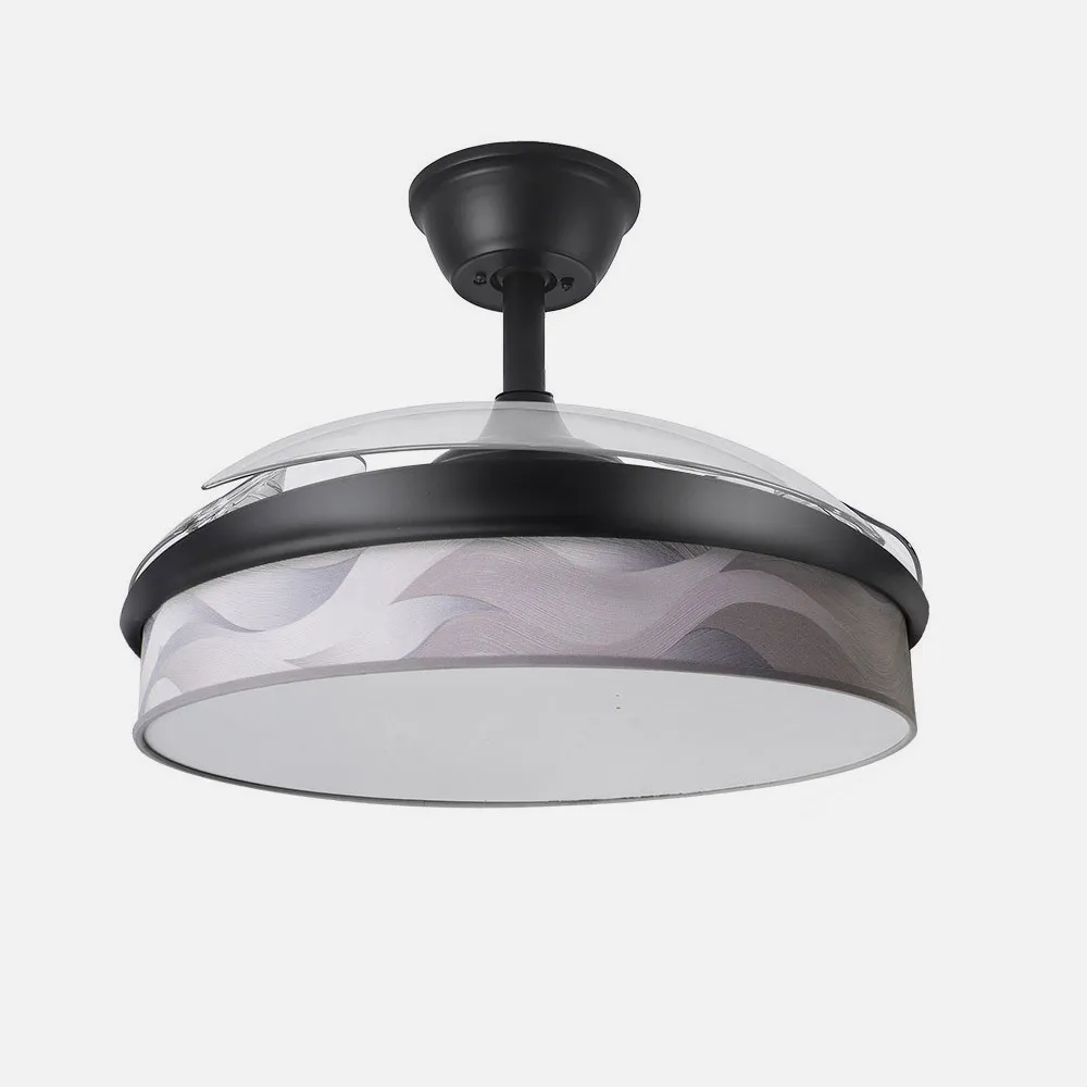Ventilador Dc Moda 72w Negro/ola Gris 91d 3aspas 7200lm 3000-4000-6000k Remoto+ Memoria+ Temporizador