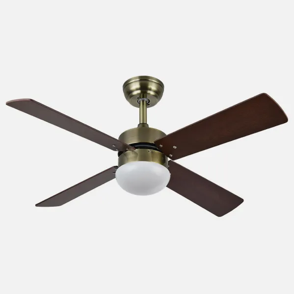 Ventilador Dc Sofia 2xe27 Cuero 4 Aspas Rev.cerezo/nogal 40x107d C/remoto Temporizador