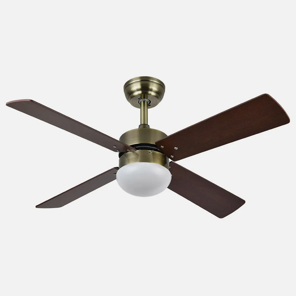 Ventilador Dc Sofia 2xe27 Cuero 4 Aspas Rev.cerezo/nogal 40x107d C/remoto Temporizador