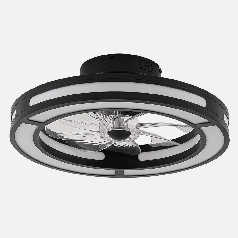 Ventilador DC 58w Kastoria Negro 8 Aspas Abs Transp 50d 6 Velocidades 5900lm 3 Colores C/remoto, Memoria Y Temporizador
