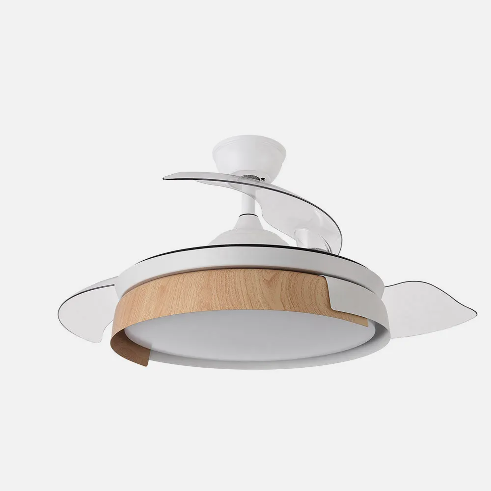 Ventilador Dc Provenza 72w 7200lm Blanco/haya 3asp.desplegables 36/51x50/107d.3col, Remoto, Temporizador, Memoria
