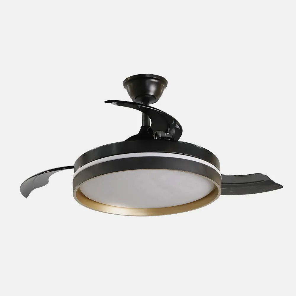 Ventilador Dc Mandarin Negro/oro 72w 3aspas 108d Reg.intensidad 7200lm 3000-4000-6500k Remoto+memoria+temporizador 