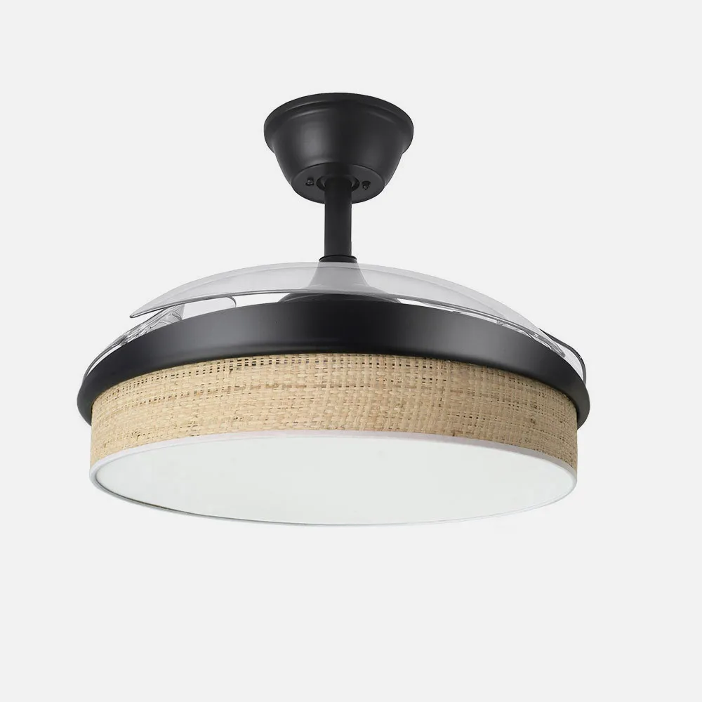 Ventilador Dc Moda 72w Negro/cañizo Claro 108d 3apas 7200lm 3000k,4000k,6000k Remoto+memoria+temporizador