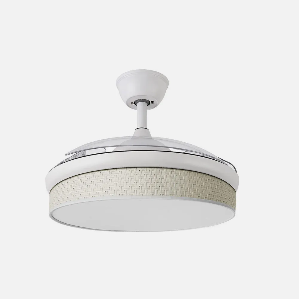 Ventilador Dc Moda 72w Blanco/cañizo Blanco 91d 3aspas 7200lm 3000-4000-6000k Remoto+ Memoria+ Temporizador