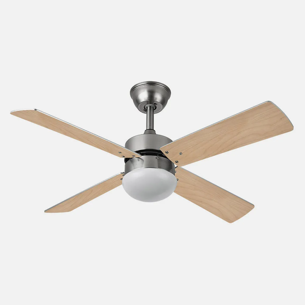 Ventilador Dc Sofia 2xe27 Niquel 4 Aspas Rev.Haya/plata 40x107d C/remoto Temporizador