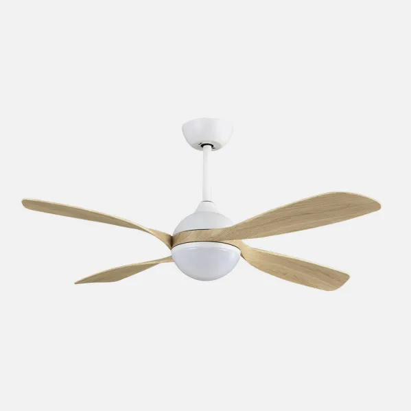 Ventilador Dc Livorno 30w 3250lm Blanco/haya 132d 4aspas 3000k,4500k,6000k, Remoto+ Temporizador+ Memoria