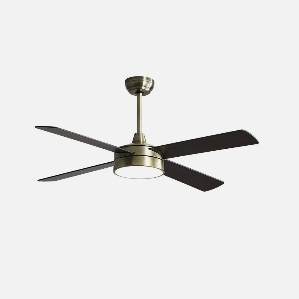 Ventilador Dc Nevery 26w Cuero 4 Aspas Roble/nogal 122d 2950lm 3000-4000-6000k  Remoto-temporizador-memoria 24
