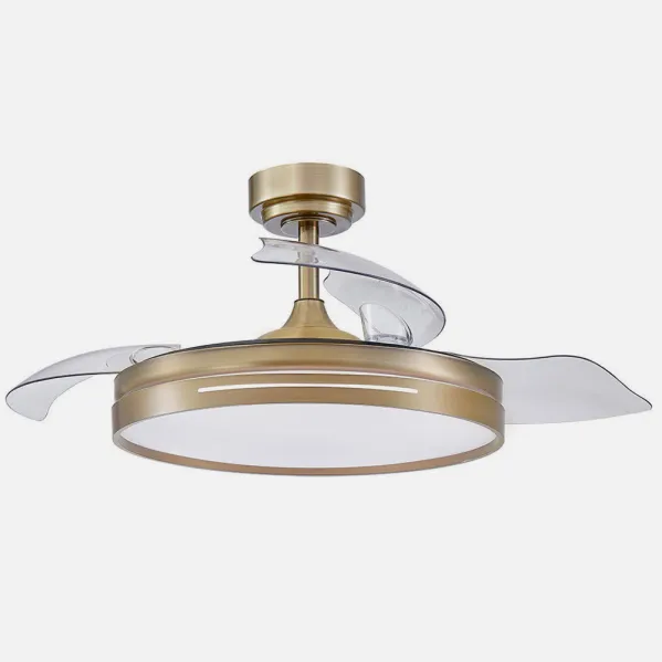 Ventilador Dc 72w Micenas Cuero 3asp.transp.108d  6vel 7200lm 3col Remoto,reg.intensidad,memoria Y Temporizador 24