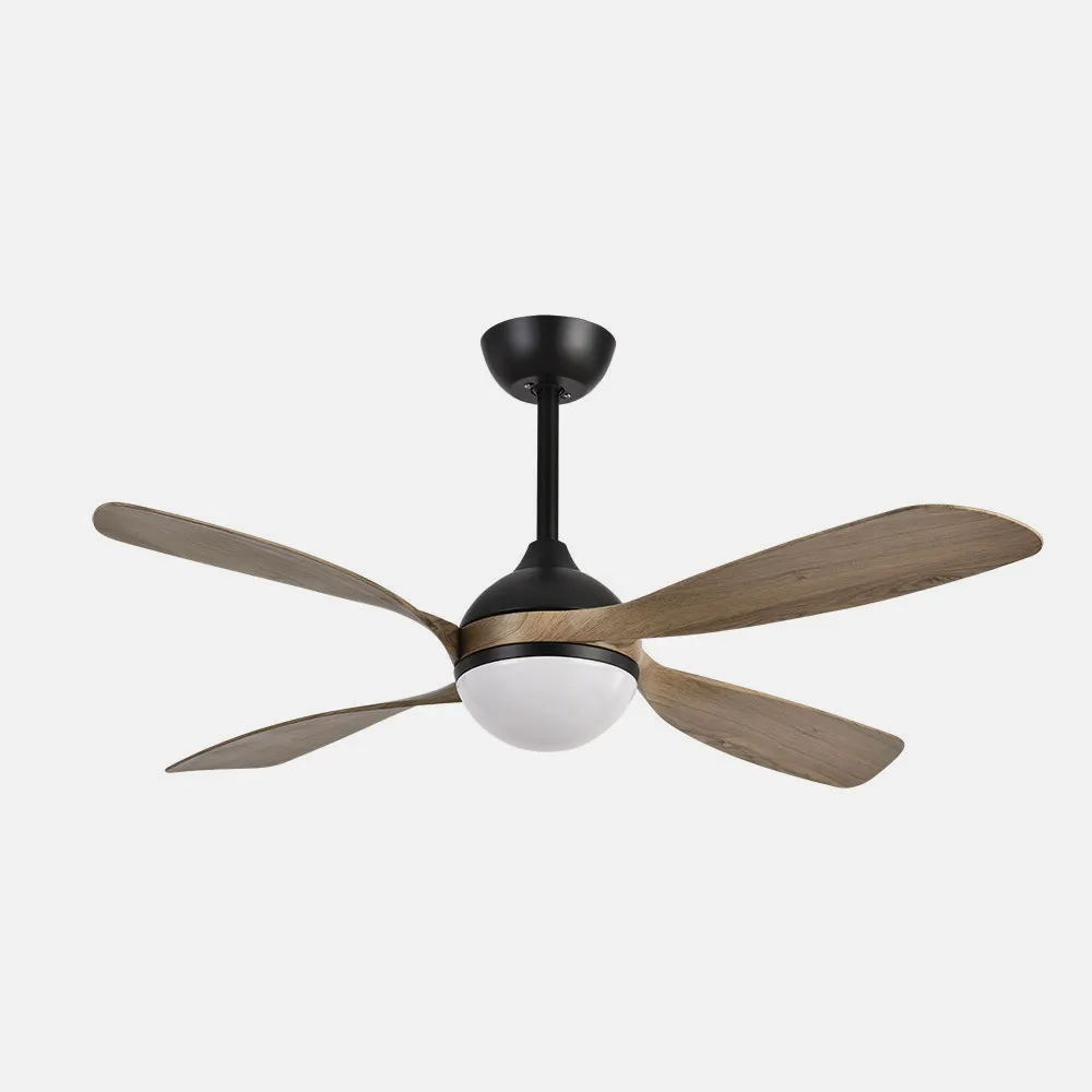 Ventilador Dc Livorno 30w 3250lm Negro/roble 132d 4aspas 3000k,4500k,6000k, Remoto+ Temporizador+ Memoria