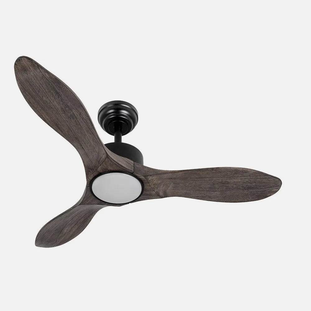 Ventilador Dc Segre 24w Negro 3aspas Roble 107d 2424lm 3000k,4000k,6500k Remoto+temporizador+regulador Intensidad+memoria