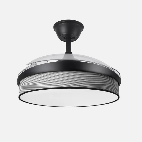 Ventilador Dc Moda 72w Negro/surco Gris 108d 3aspas 7200lm 3000k,4000k,6000k Remoto+memoria+temporizador