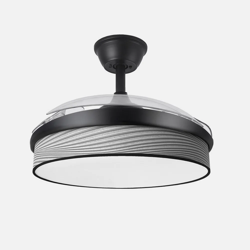 Ventilador Dc Moda 72w Negro/surco Gris 108d 3aspas 7200lm 3000k,4000k,6000k Remoto+memoria+temporizador