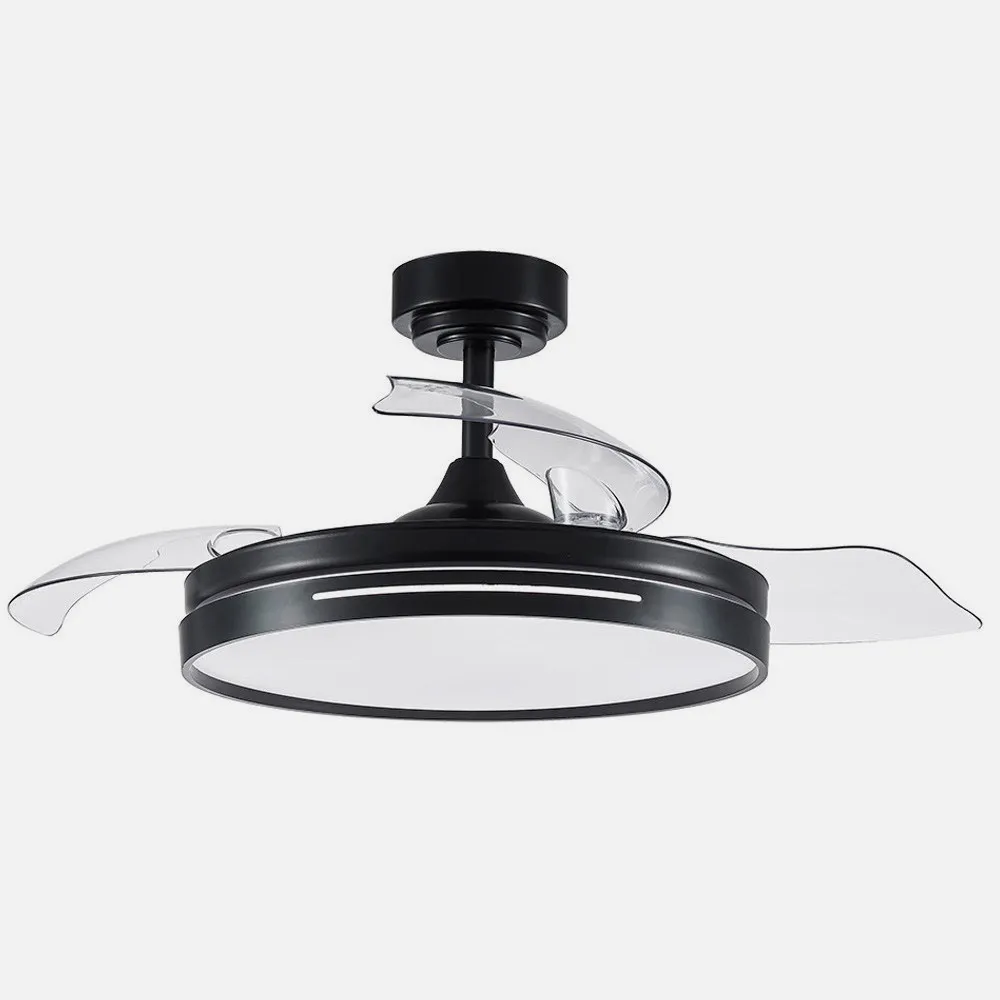 Ventilador DC 72w Micenas Negro 3 Aspas 108d  6 Veloc. 7200lm 3 Colores C/remoto, Memoria Y Temporizador  24