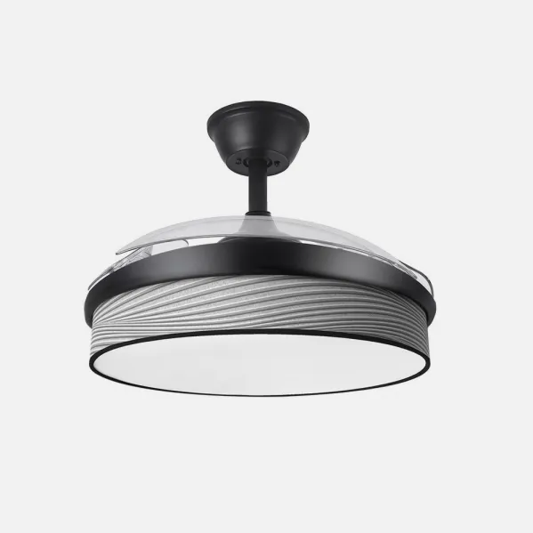 Ventilador Dc Moda 72w Negro/surco Gris 91d 3aspas 7200lm 3000-4000-6000k Remoto+ Memoria+ Temporizador