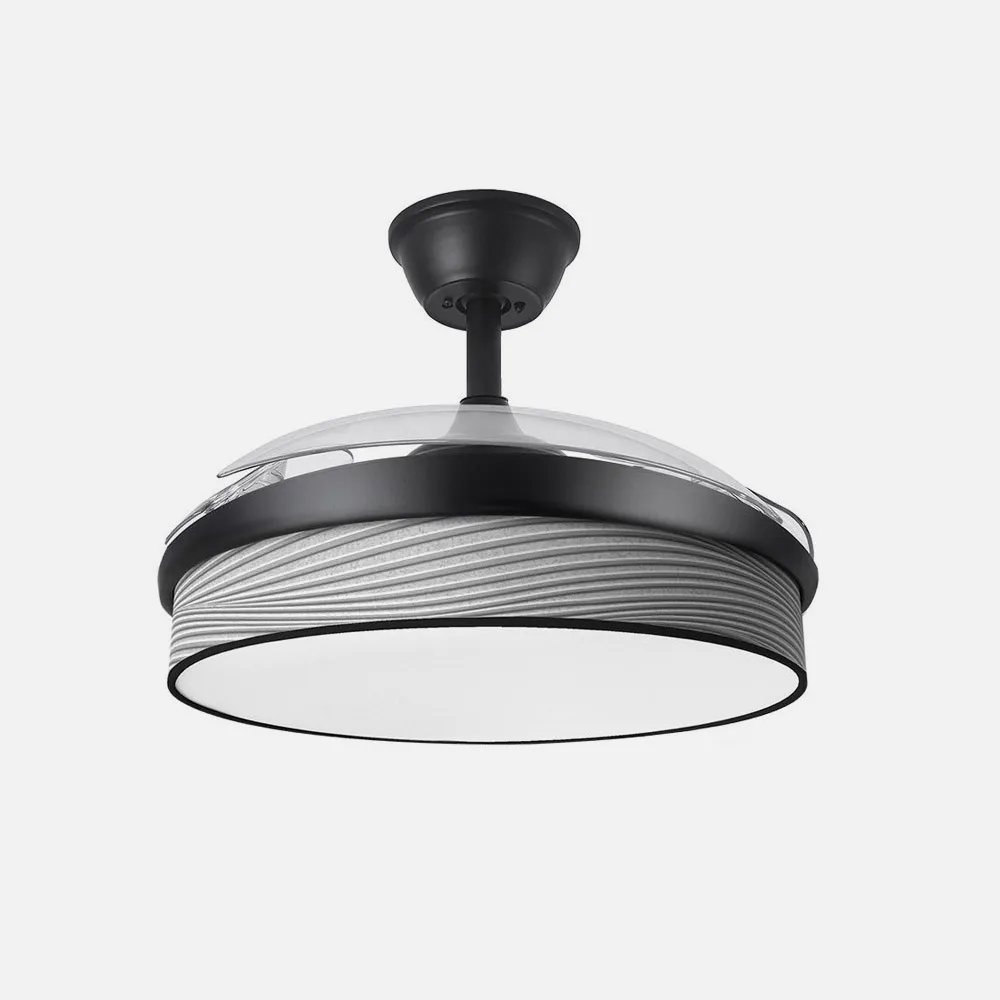 Ventilador Dc Moda 72w Negro/surco Gris 91d 3aspas 7200lm 3000-4000-6000k Remoto+ Memoria+ Temporizador