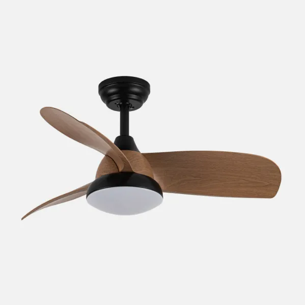 Ventilador Dc Atomo 24w Negro 3aspas Madera Oscura 91d 2640lm 3000k,4000k,6000k Remoto+memoria+temporizador