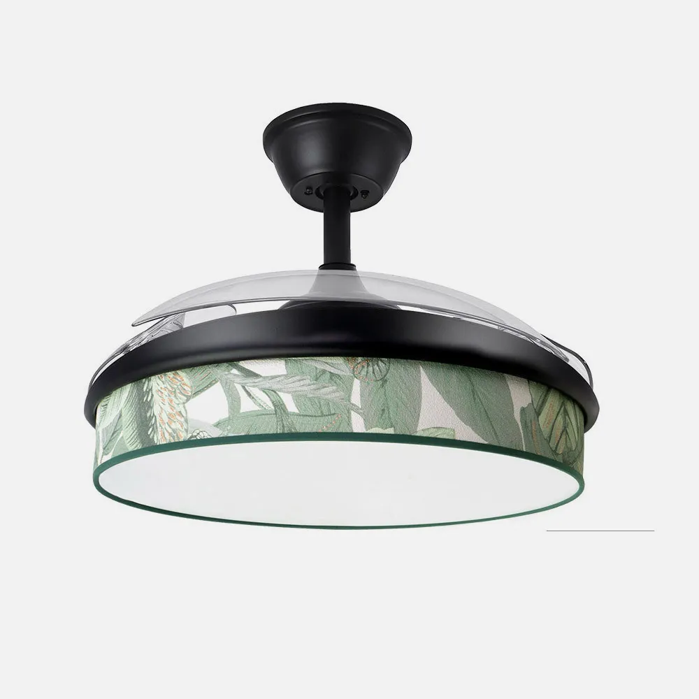 Ventilador Dc Moda 72w Negro/hoja Verde 108d 3aspas 7200lm 3000k,4000k,6000k Remoto+memoria+temporizador