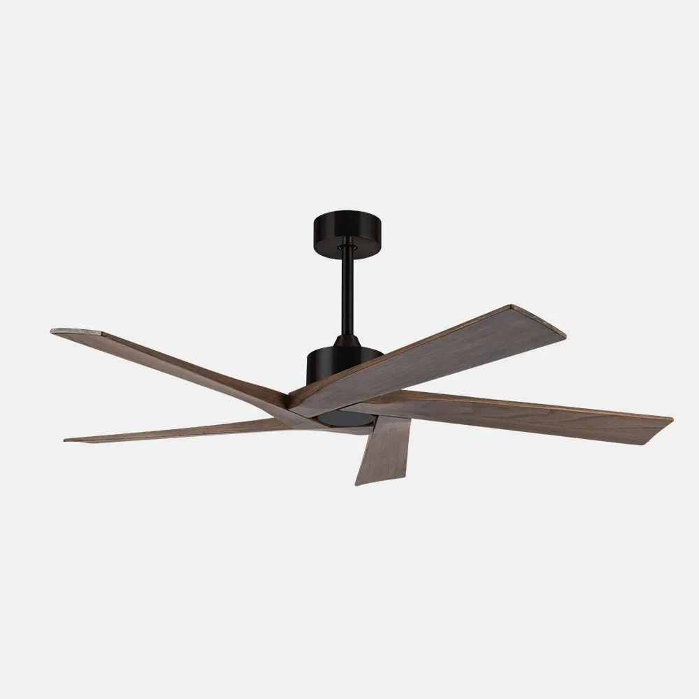 Ventilador Dc Nadir Negro/nogal Sin Luz 5 Aspas 142,2d C/control Remoto Y Temporizador