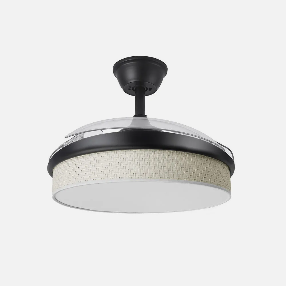 Ventilador Dc Moda 72w Negro/cañizo Blanco 91d 3aspas 7200lm 3000-4000-6000k Remoto+ Memoria+ Temporizador