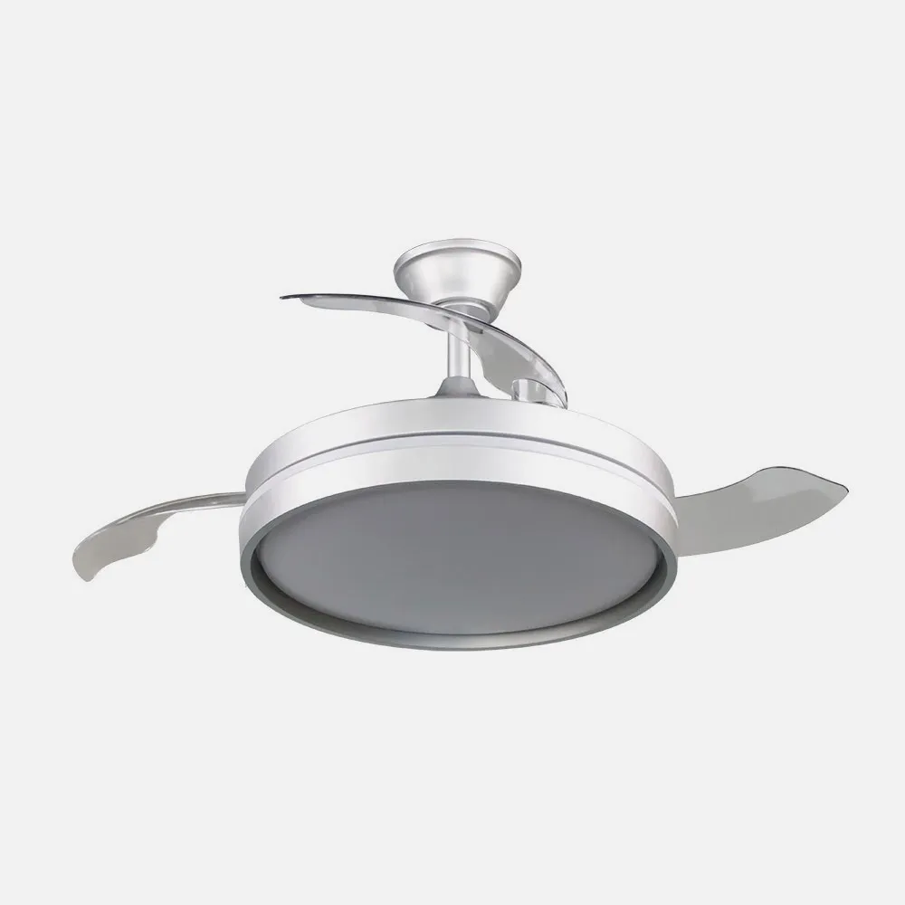Ventilador Dc Mandarin  Plata 72w 3aspas 108d Reg.intensidad 7200lm 3000-4000-6500k Remoto+memoria+temporizador