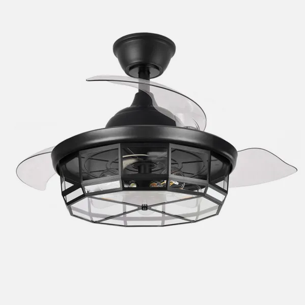 Ventilador Dc Tornado Negro 5xe27 107d 3aspas Desplegables 6velocidades C/remoto Y Temporizador