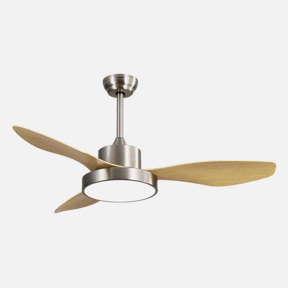Ventilador Dc Hayate 24w 2650lm Niquel/haya 3aspas  6vel 97d 3000-4000-6000k Remoto,memoria Y Temporizador