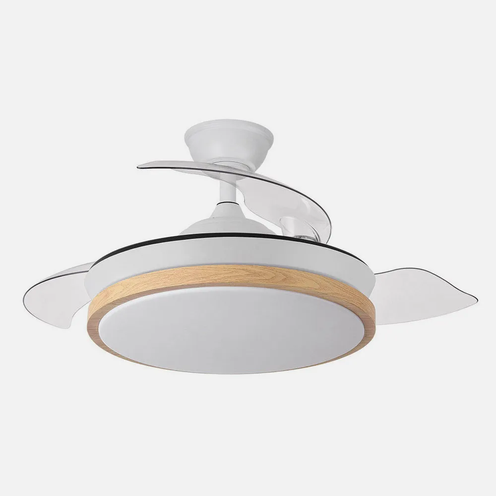 Ventilador Dc Evros Blanc/hay 72w 6120lm 91d 3aspas Desplegables 3000-4000-6000k Remoto, Temporizador, Memoria