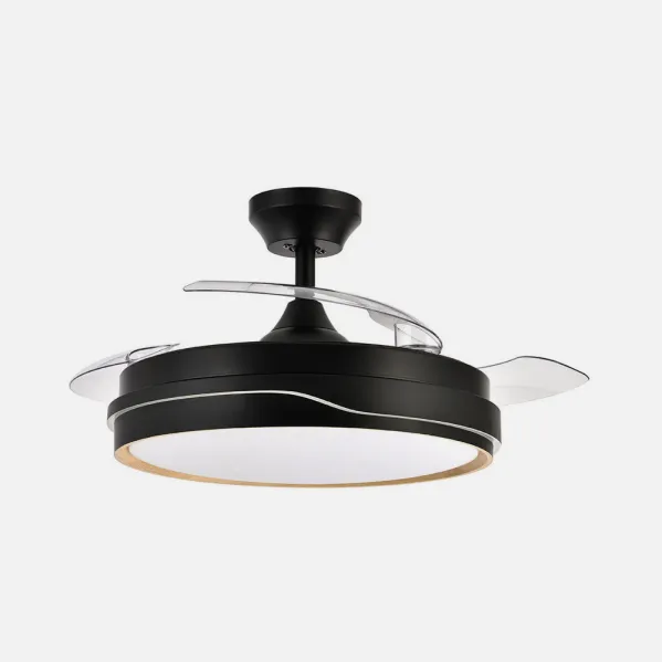 Ventilador Dc Tempano Negro/madera 72w 3aspas 107d 7200lm 6vel 3000k,4500k,6000k Remoto+temporizador+memoria