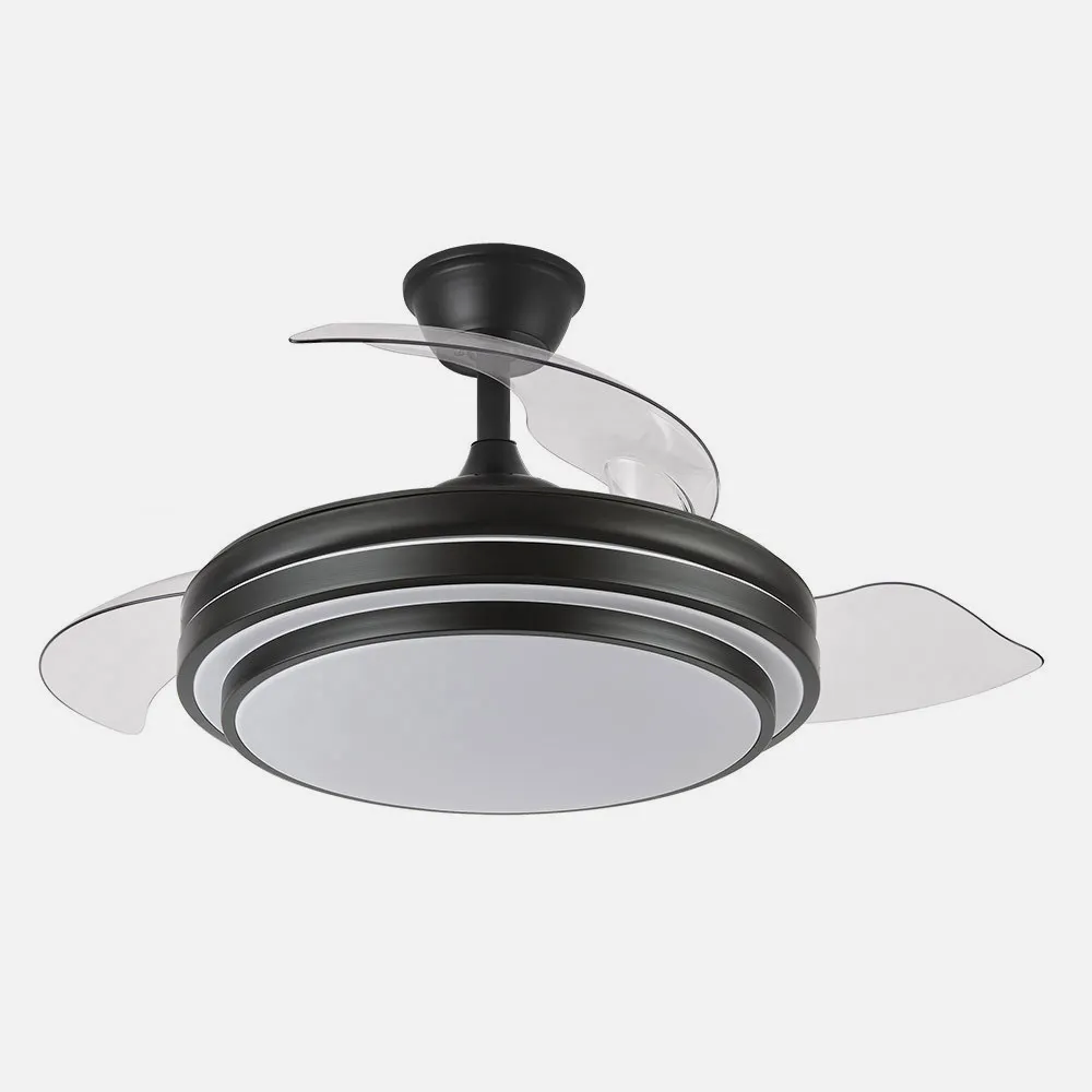 Ventilador Dc Ibe 59w 6980lm Negro 3 Asp.desp. 107d 3000-4000-6000k Remoto, Memoria Y Temporizador