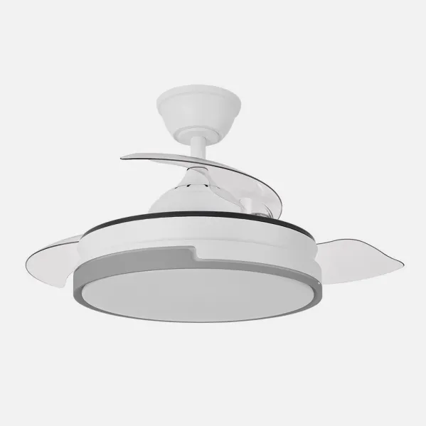 Ventilador Dc Papiro Mini 59w Blan/gris 3asp.91d 6980lm Remot+temporiz+memoria