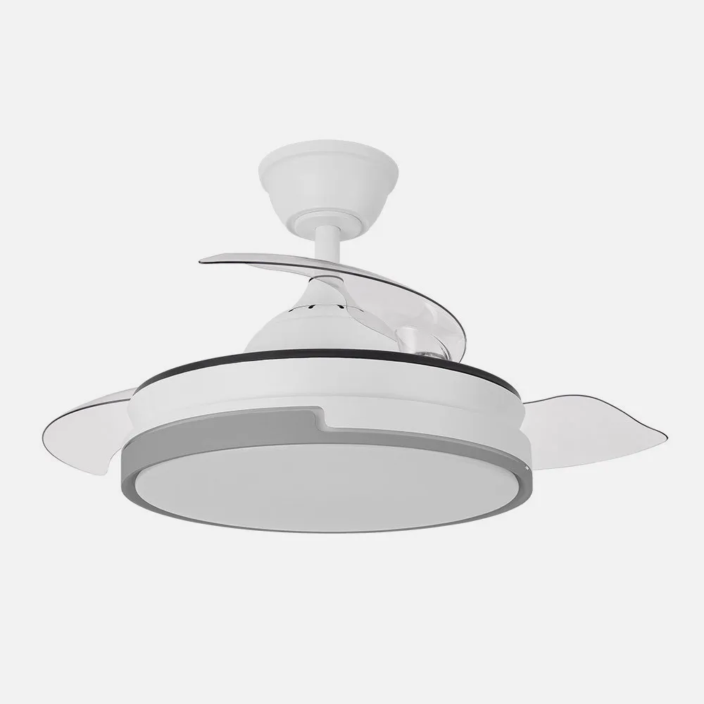 Ventilador Dc Papiro Mini 59w Blan/gris 3asp.91d 6980lm Remot+temporiz+memoria