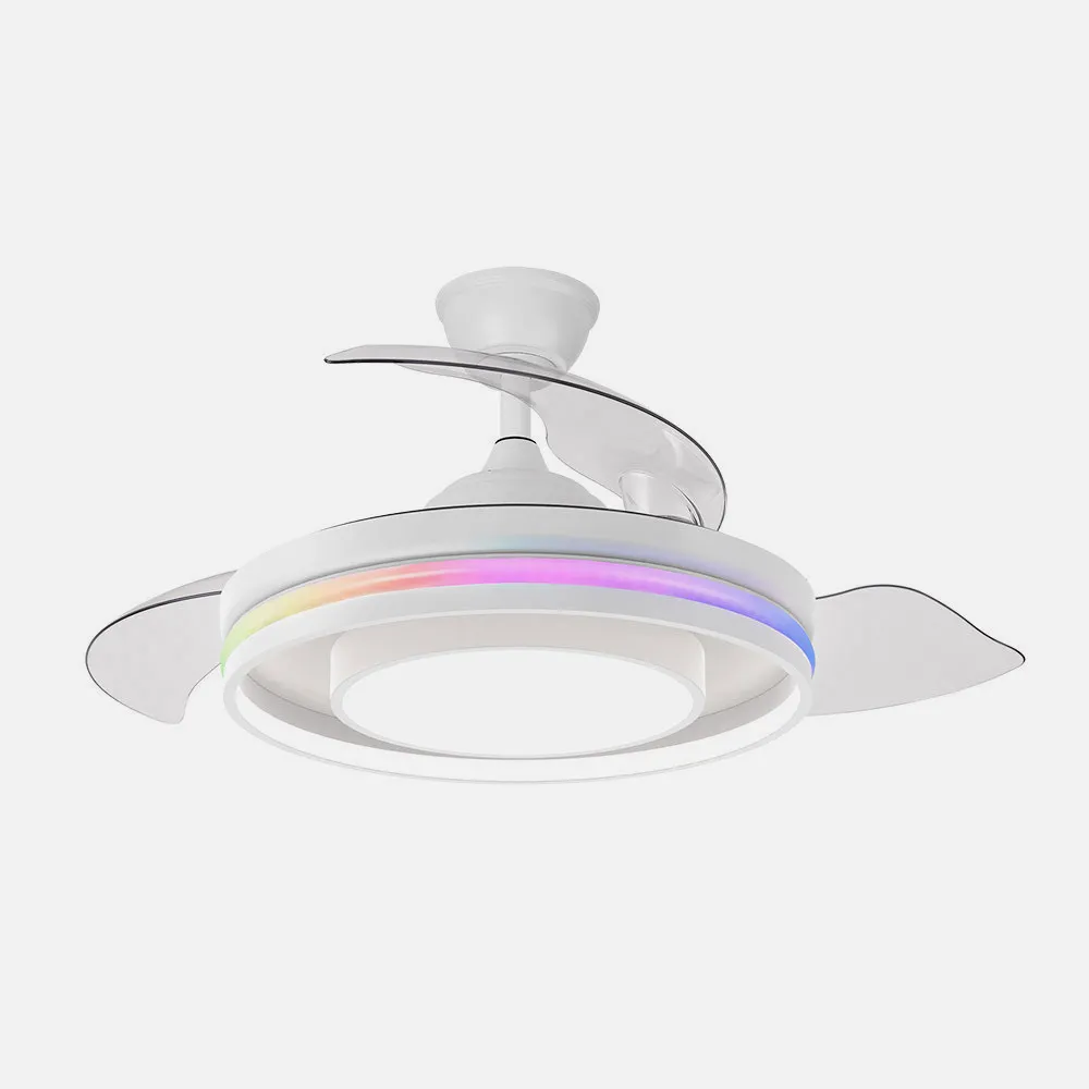 Ventilador Dc Pitufo 57w Blanco 3asp107d 3990lm Rgb  +3000-4500-6500k Reg.intensidad+remoto+memo+temporiz