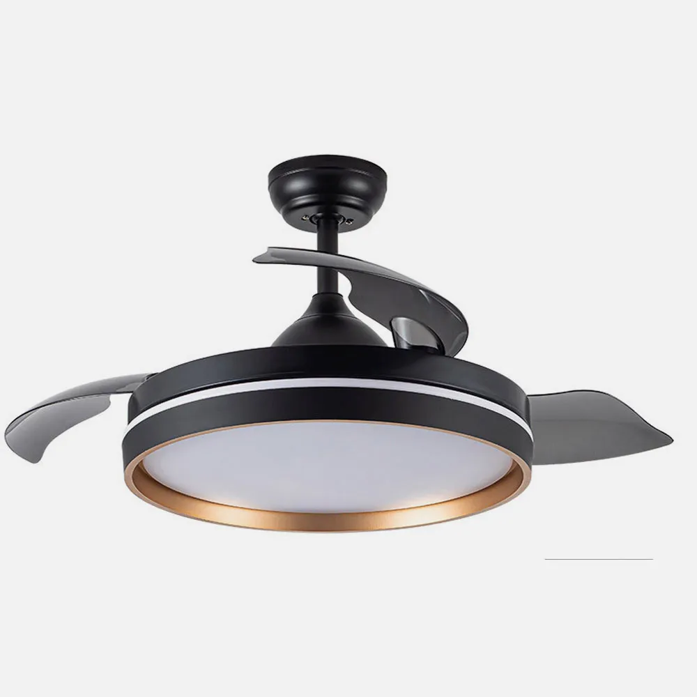 Ventilador Dc Nalon 72w Negro/oro 3aspas 109d 7200l 6vel 3000k,4500k,6000k Remoto+memoria+temporizador