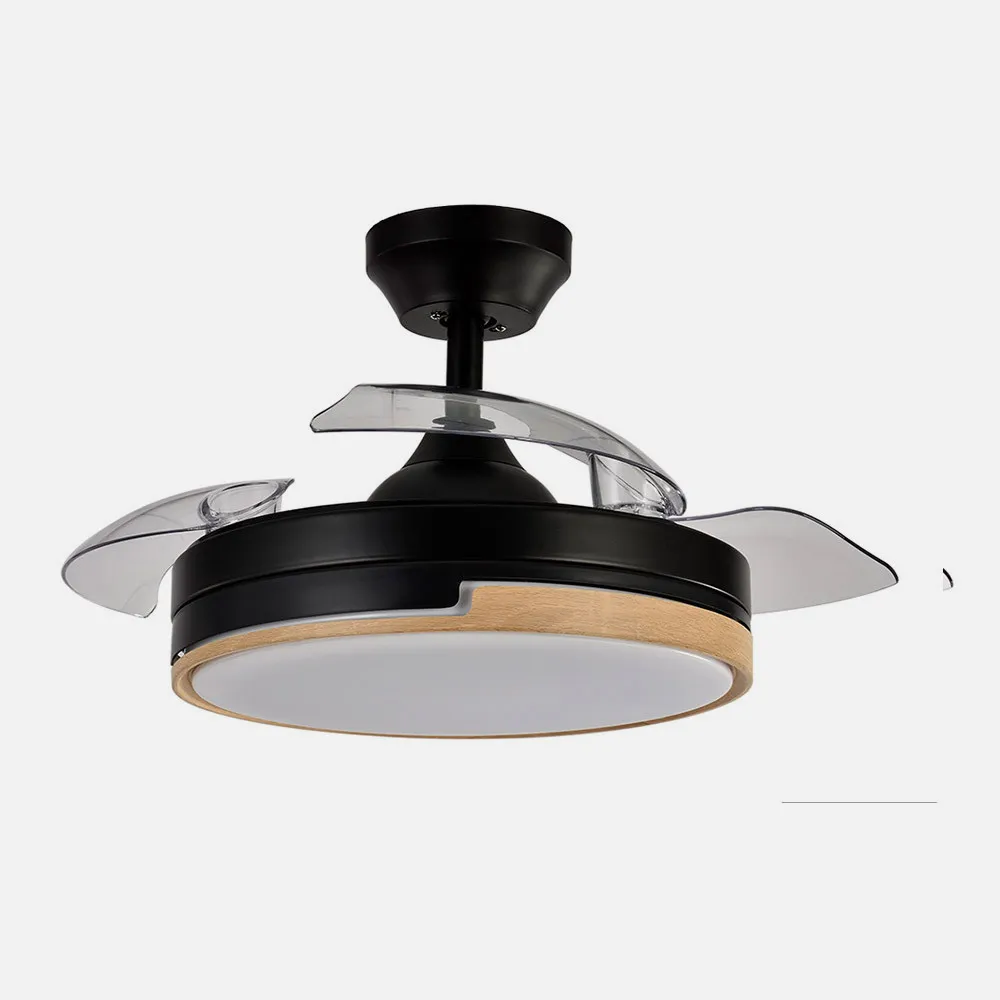 Ventilador Dc 48w Olimpia Negro/madera 3aspas 91d 4800 Lm 6vel 3000k,4500k,6000k, remoto+temporizador+memoria
