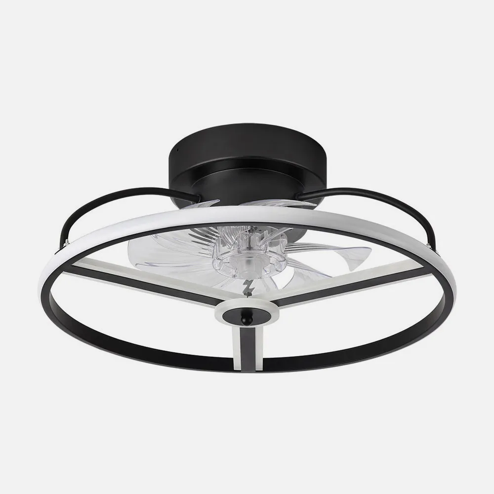 Ventilador 60w Dc Bora Negro 8 Aspas Transp. 21x50x50cm 6 Vel. 3 Colores C/remoto, Memoria, Temporizador Y Reg.Intensidad 5100lm