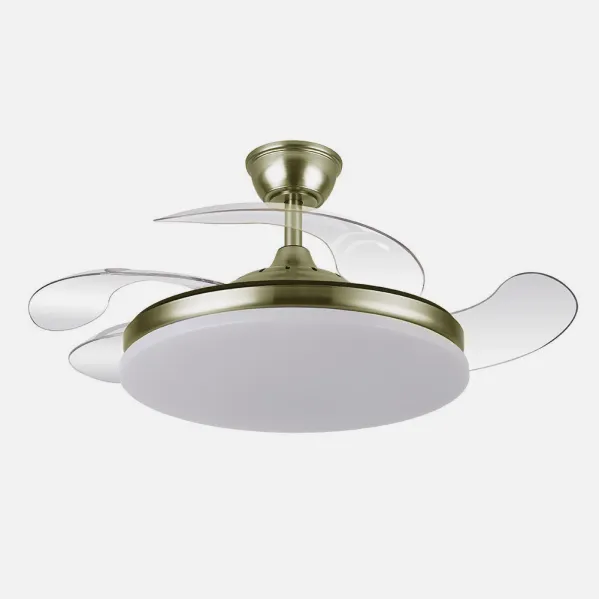 Ventilador Dc Tridente 59w Cuero 4aspas Desp 107d 6980lm Reg.intensidad Remoto+temporizador+memoria 3000-4000-6000k