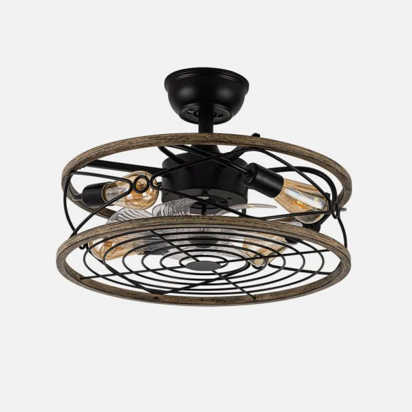 Ventilador DC 4xe27 Arcadia Negro 8 Aspas Transparentes 31/40x50x50cm 6 Velocidades C/remoto Y Temporizador