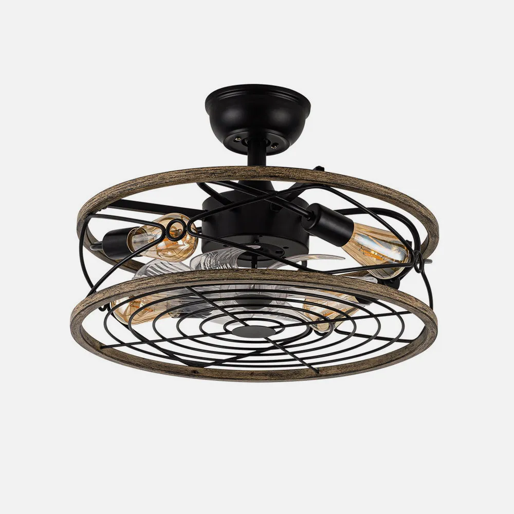 Ventilador DC 4xe27 Arcadia Negro 8 Aspas Transparentes 31/40x50x50cm 6 Velocidades C/remoto Y Temporizador