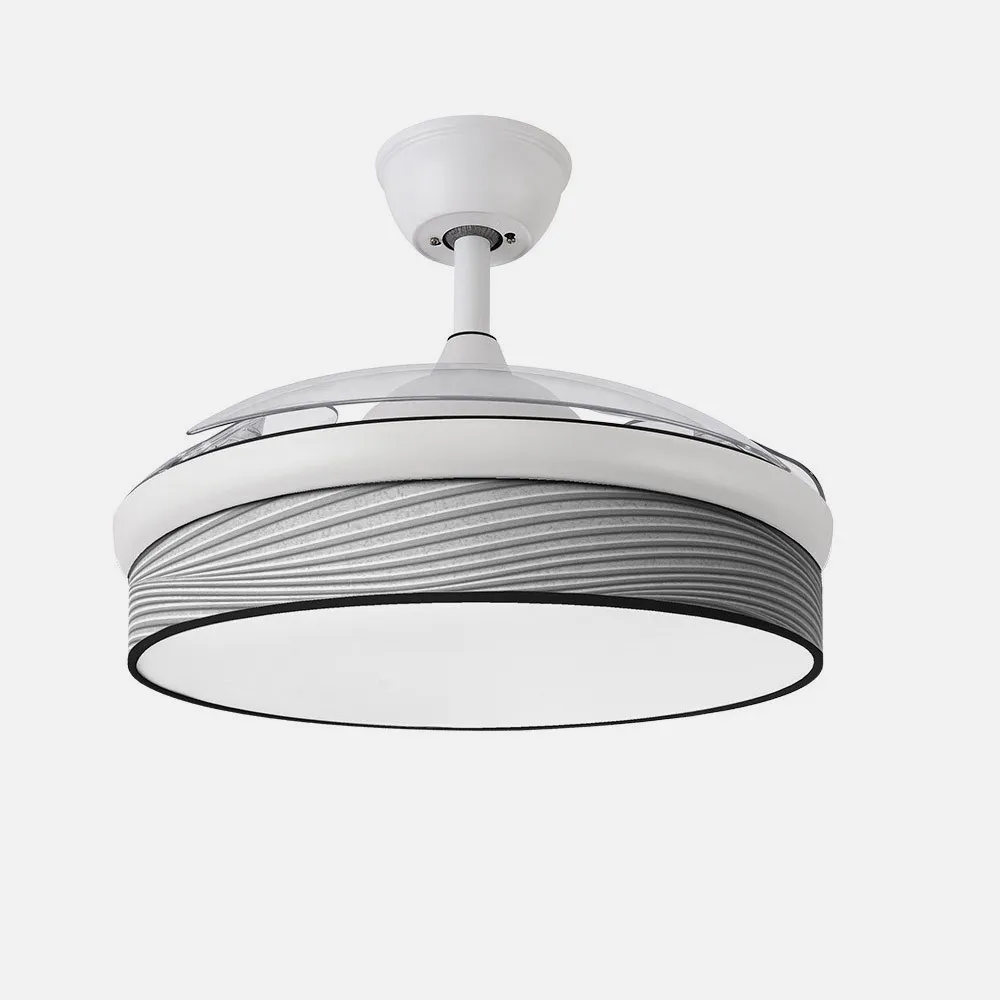 Ventilador Dc Moda 72w Blanco/surco Gris 108d 3aspas 7200lm 3000k,4000k,6000k Remoto+memoria+temporizador