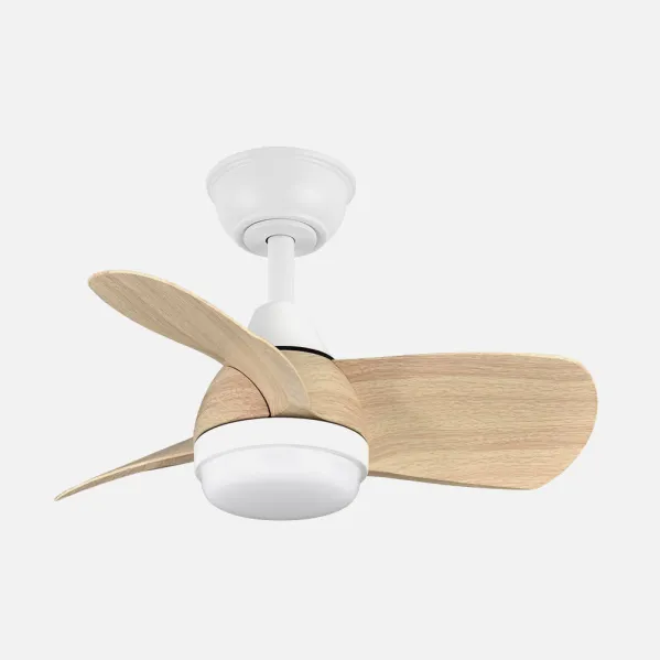 Ventilador Dc 24w Pirdo Blanco/haya 3 Aspas 60d 2400lm 6 Velocidades 3000-4500-6000k C/remoto, Memoria Y Temporizador 