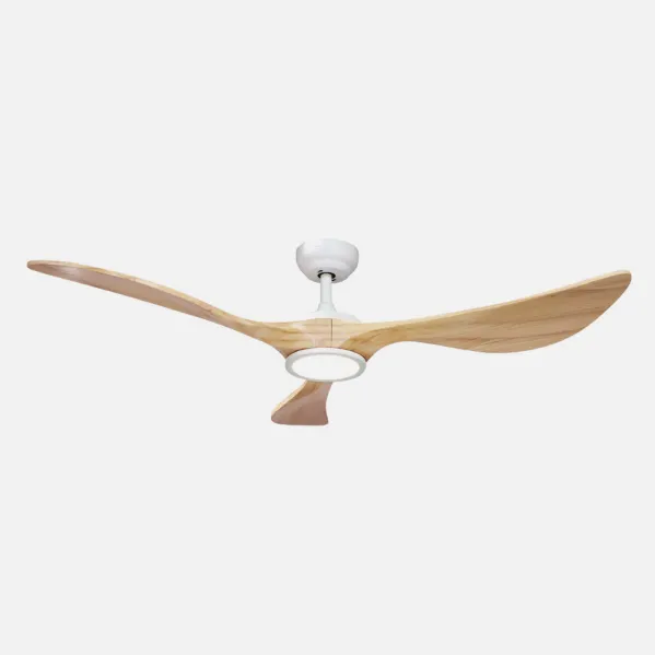 Ventilador Dc Viana 18w Blanco/haya 3aspas 132d Regulable Intensidad 2250lm 3000k, 4000k, 6000k Remoto+ Temporizador+ Memoria