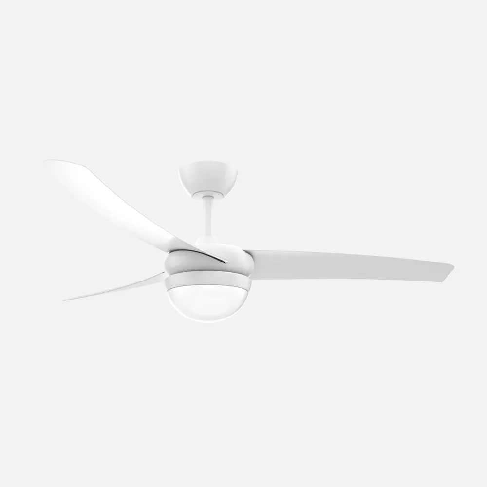 Ventilador 2xe27 Dc Kusi Blanco 3 Asp.6 Veloc.  35 - 47,5x107d Control remoto Y Temporizador