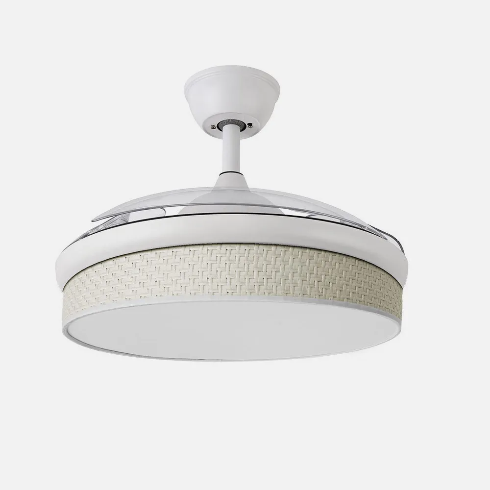 Ventilador Dc Moda 72w Blanco/cañizo Blanco 108d 3aspas 7200lm 3000k,4000k,6000k Remoto+memoria+temporizador
